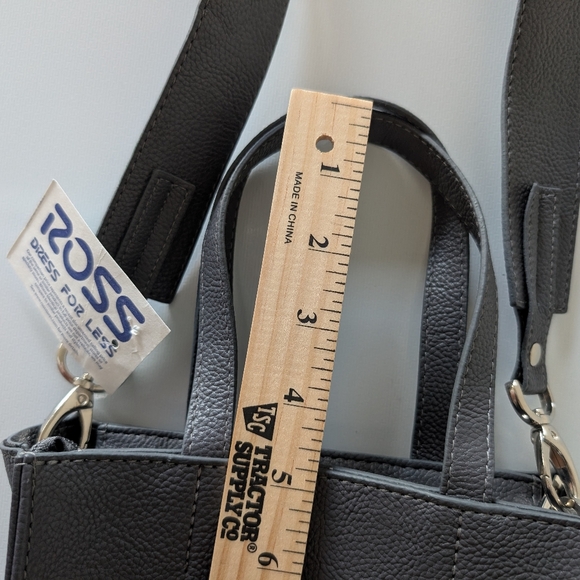 NWT MYFLAFFICO Chic Grey Pebbled Faux Leather Tote & Crossbody Bag - Picture 11 of 11